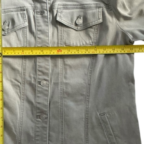 Chico’s Long Light Gray Denim Jacket - Picture 11 of 15